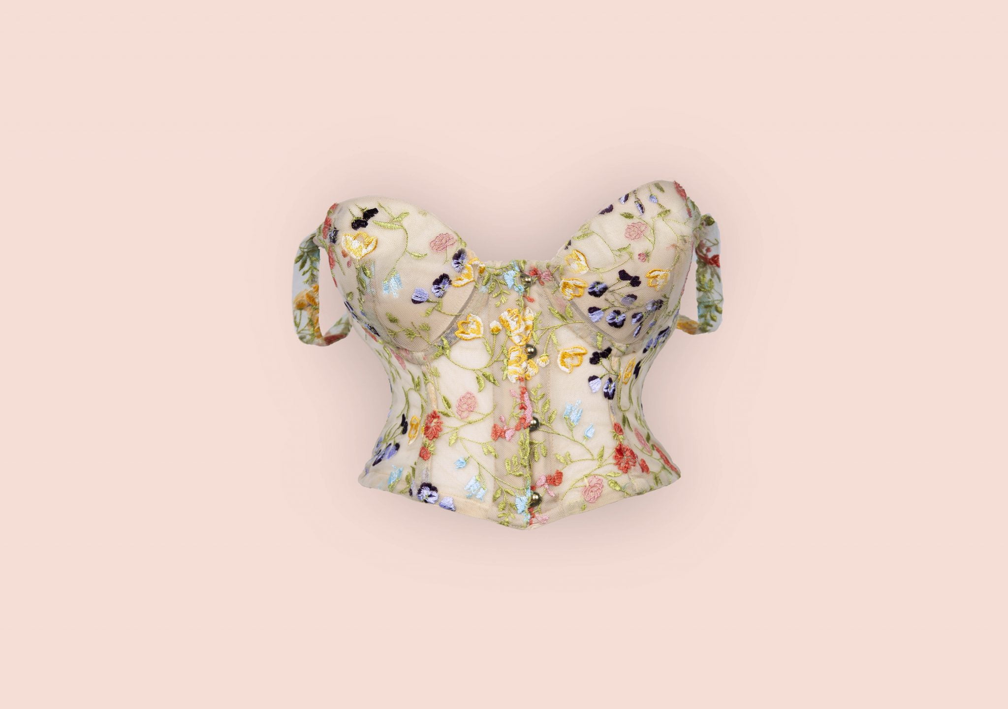Floral Spring Corset with Embroidered Luxury Design by Sagoma Di Sandy